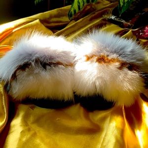 Gray & White Long Fur Outdoor Slides